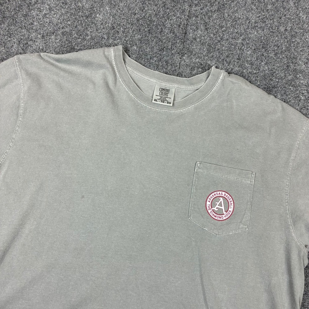 Vintage Comfort Colors Arkansas Baseball Diamond Hogs Shirt Gray Mens Size XL
